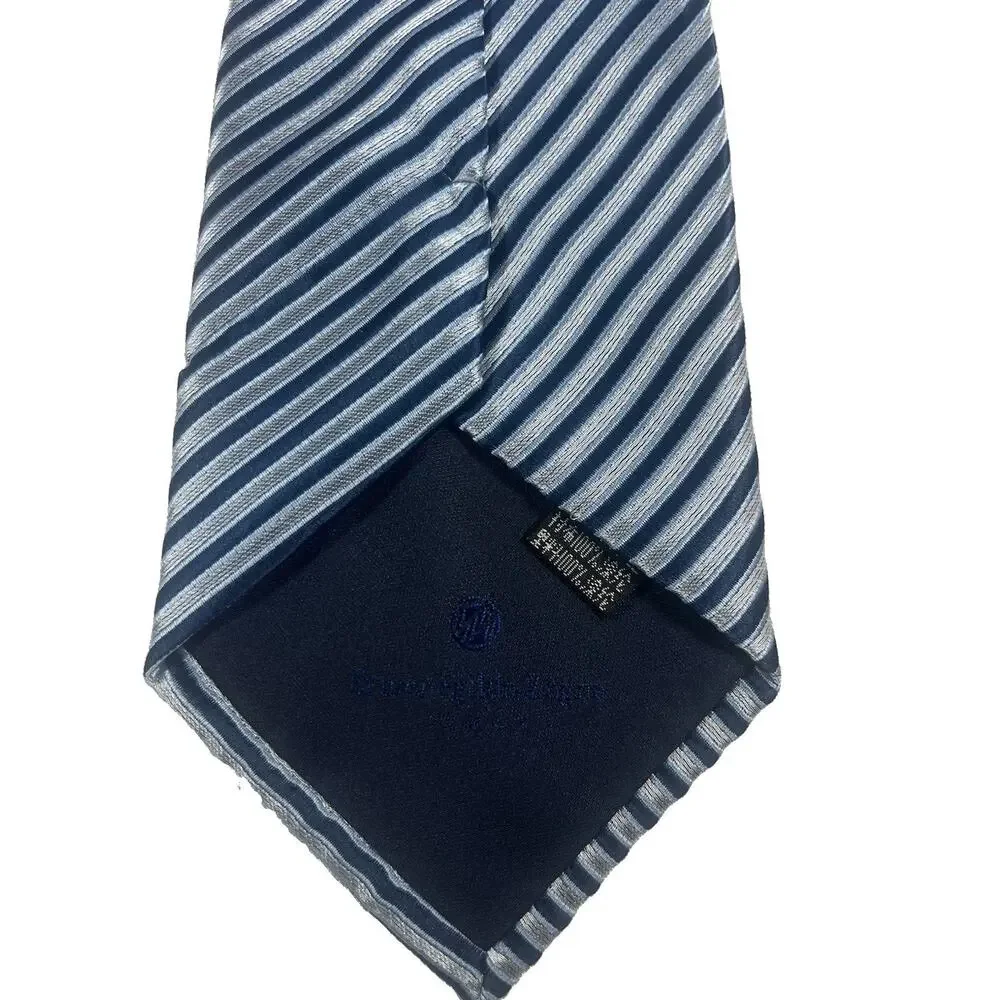 ERMENEGILDO ZEGNA Men's Grey and Blue Stripe LONG NeckTie 100% Silk in EUC 61